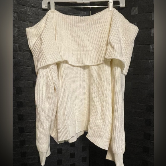 Shein 3xl Cream Off-The-Shoulder Knit Wool Sweater - Picture 1 of 8